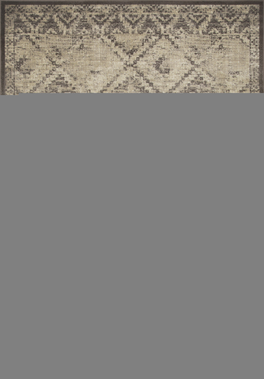 5 x 8 Gray Beige Distressed Diamond Area Rug