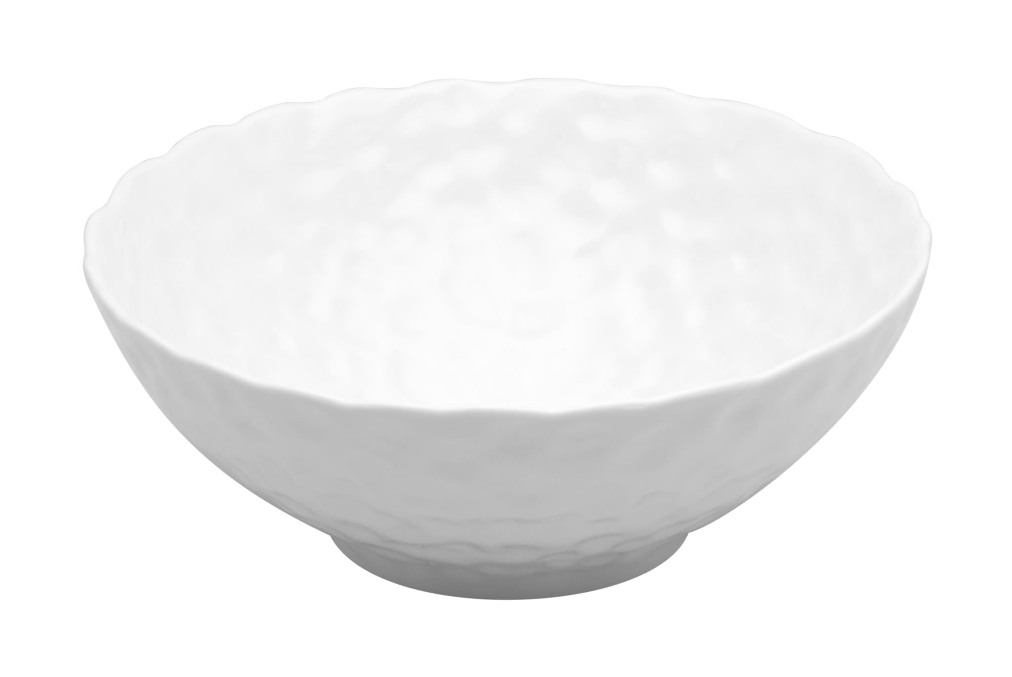 White 9.5 Pebbled Porcelain Large Round Serve Bowl