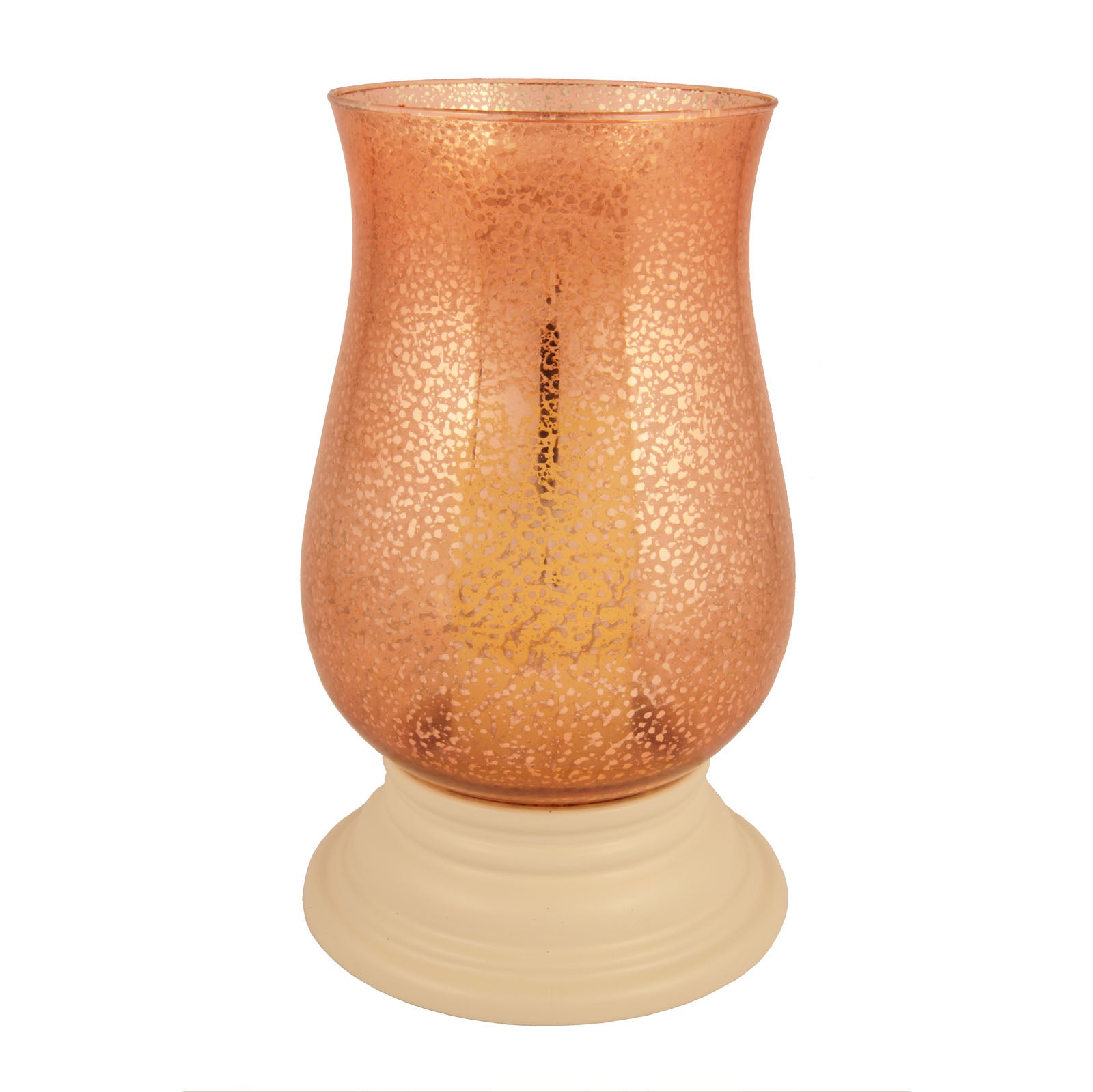 14 Coral Glass Centerpiece Hurricane Candle Holder With Candle