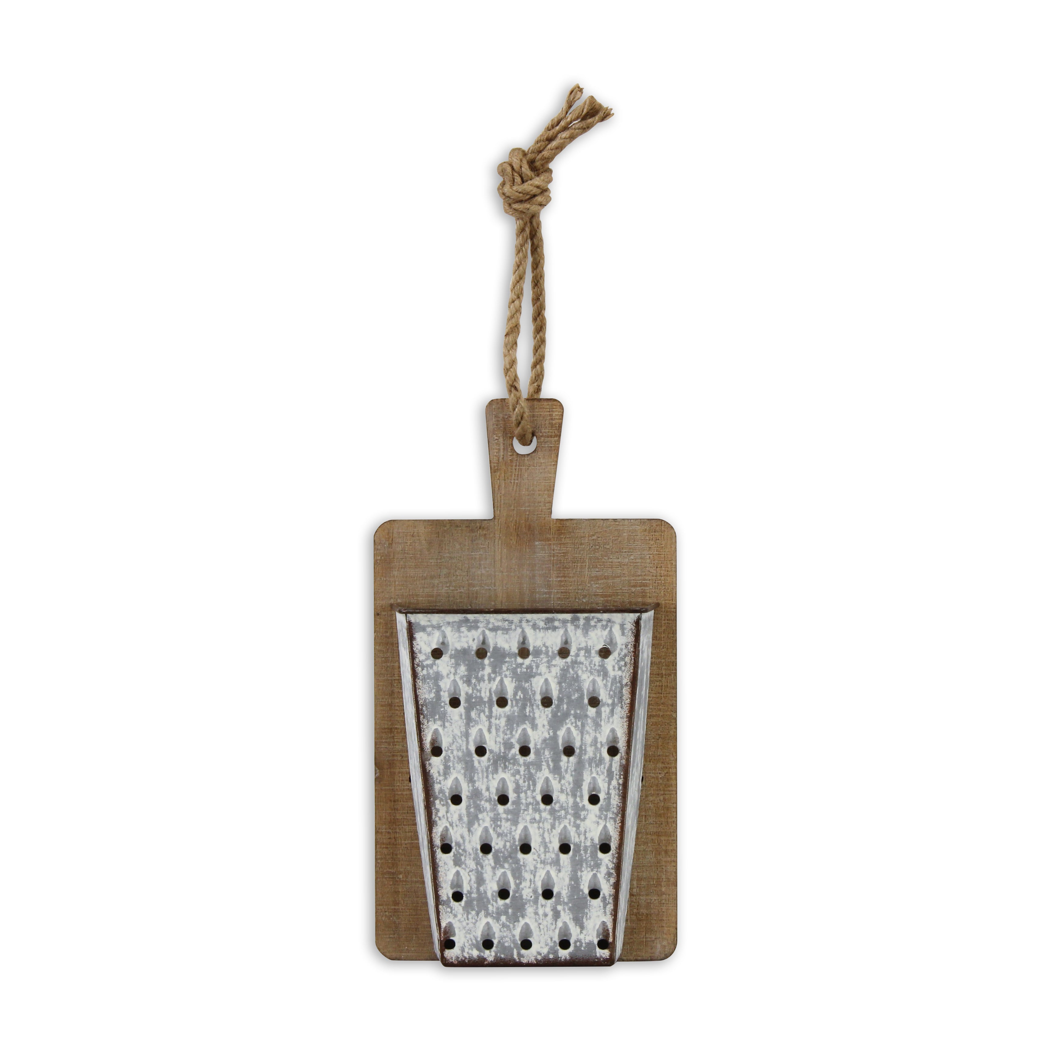 Melio Wood & Galvanized Cheese Grater Wall Decor