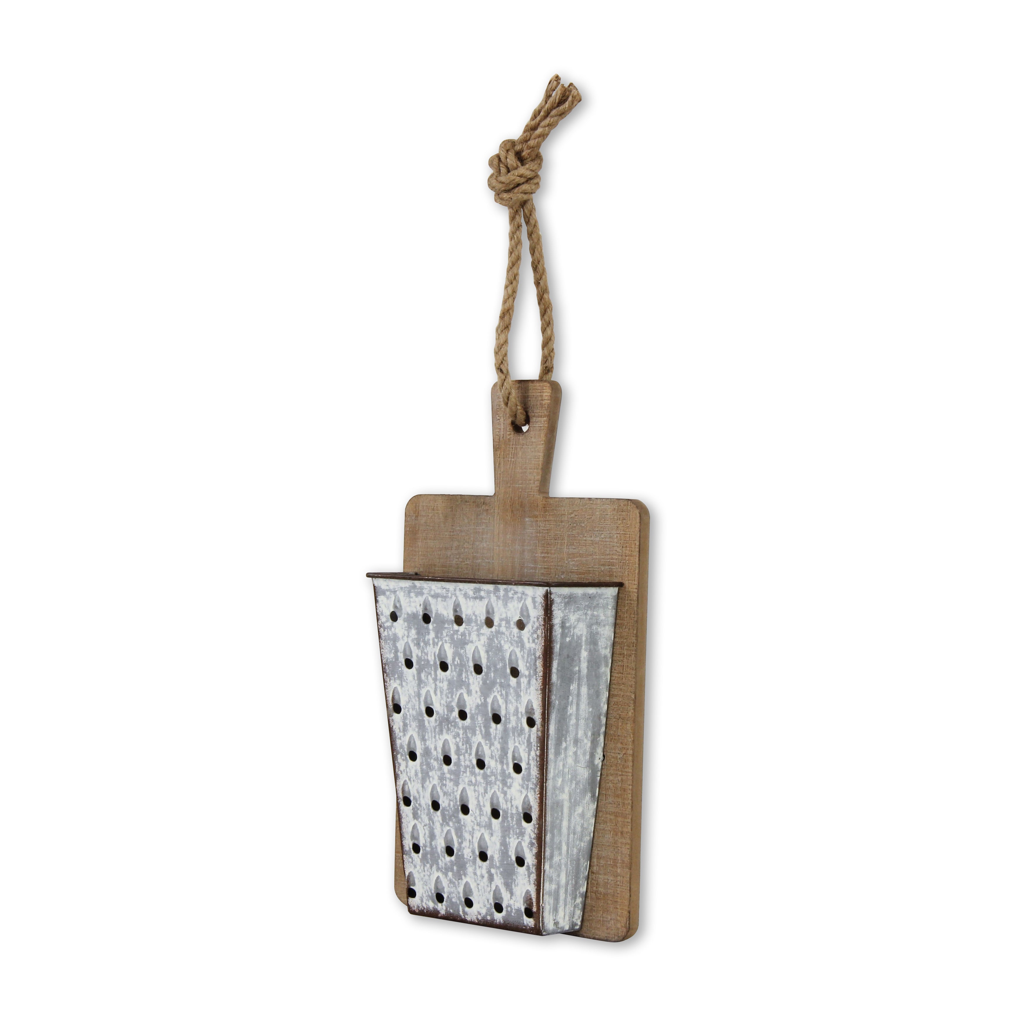 Melio Wood & Galvanized Cheese Grater Wall Decor