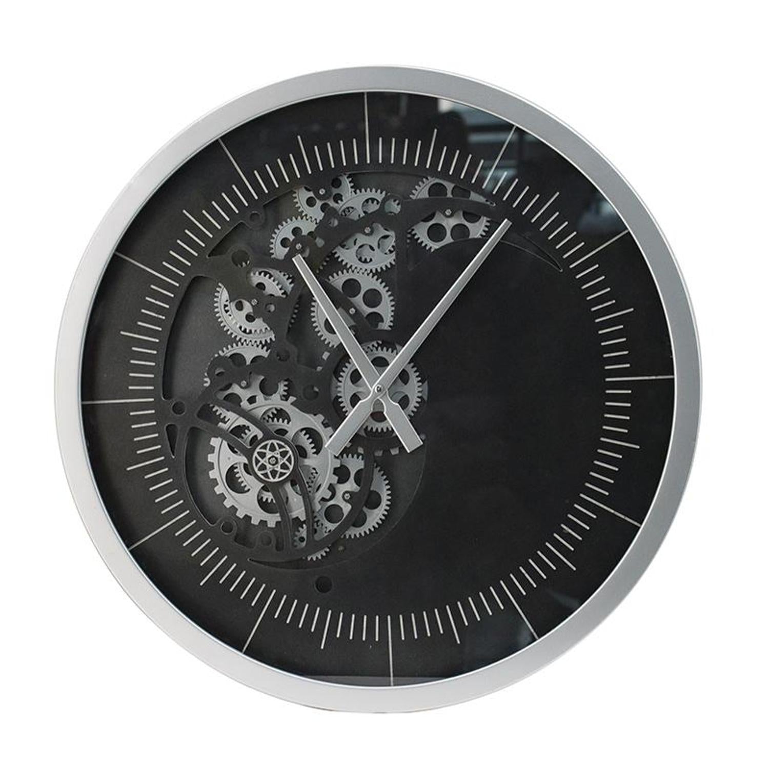 23 Circle Black and Silver Wood and Glass Analog Wall Clock