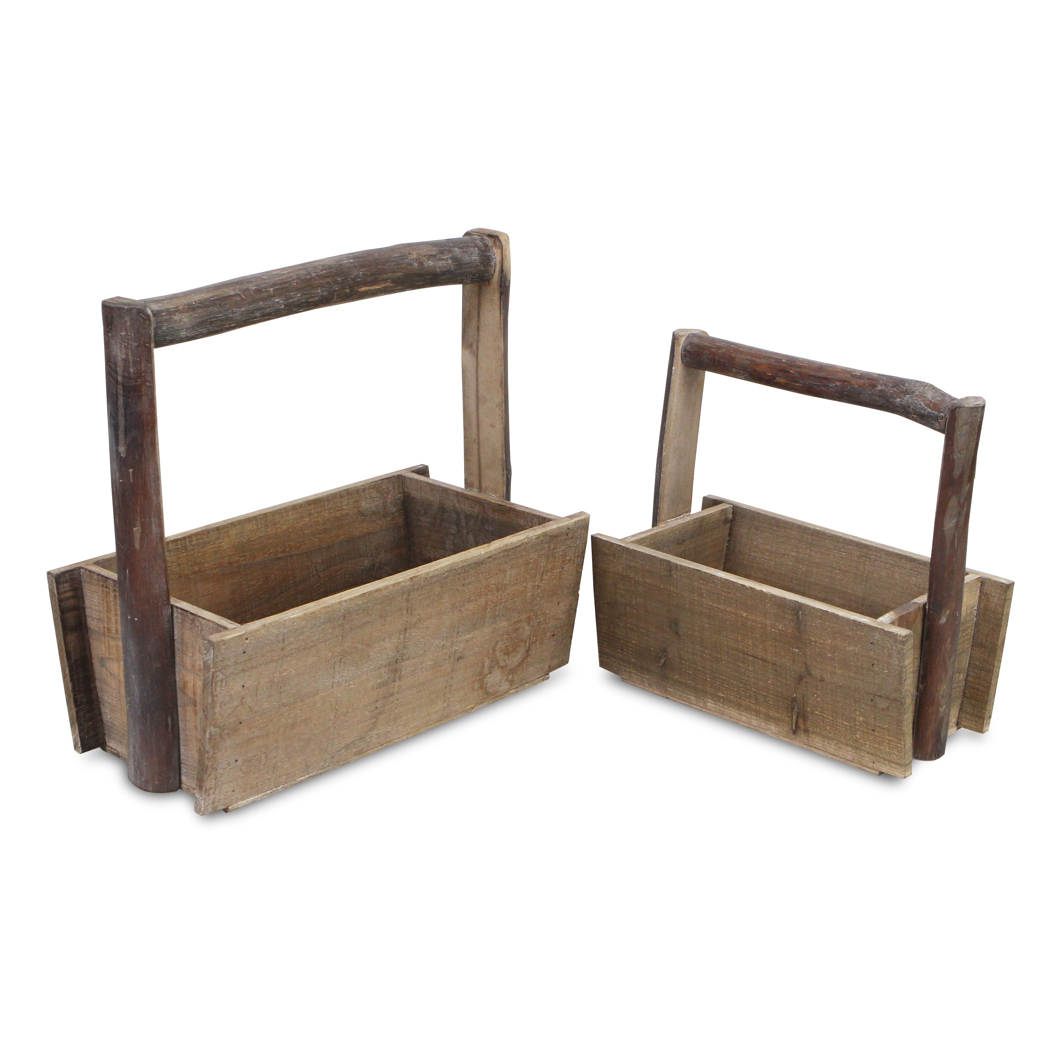 Beati Set Of 2 Handled Wood Crates