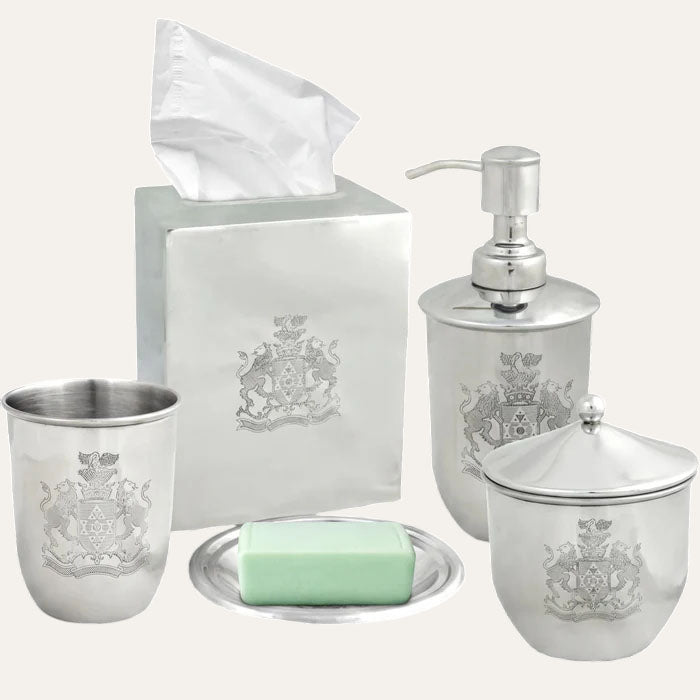 Bathroom Accessory Set - Elegant Silver Metal Bathroom Organizer Collection