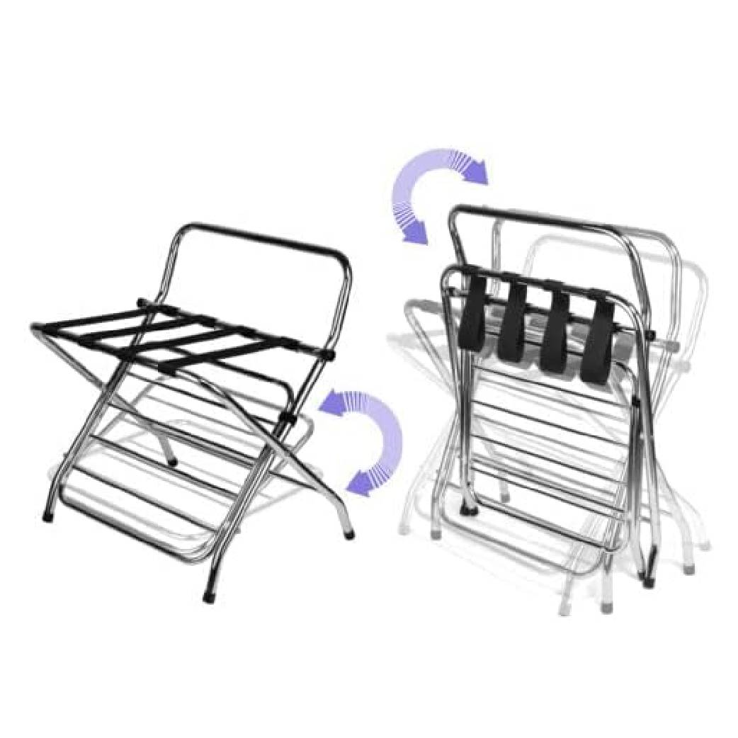 2-Shelf X-Shape Folding Luggage Rack with Nylon Straps