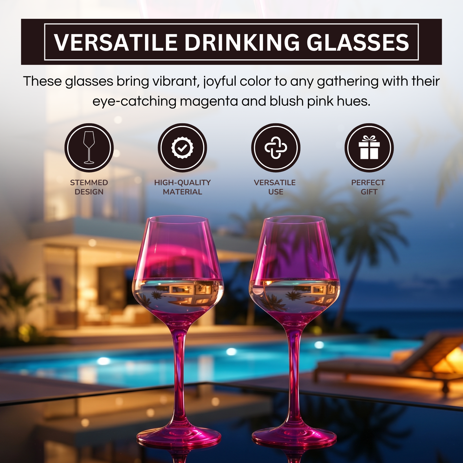 Valencia Acrylic Stemmed Wine Glassware, Set of 2