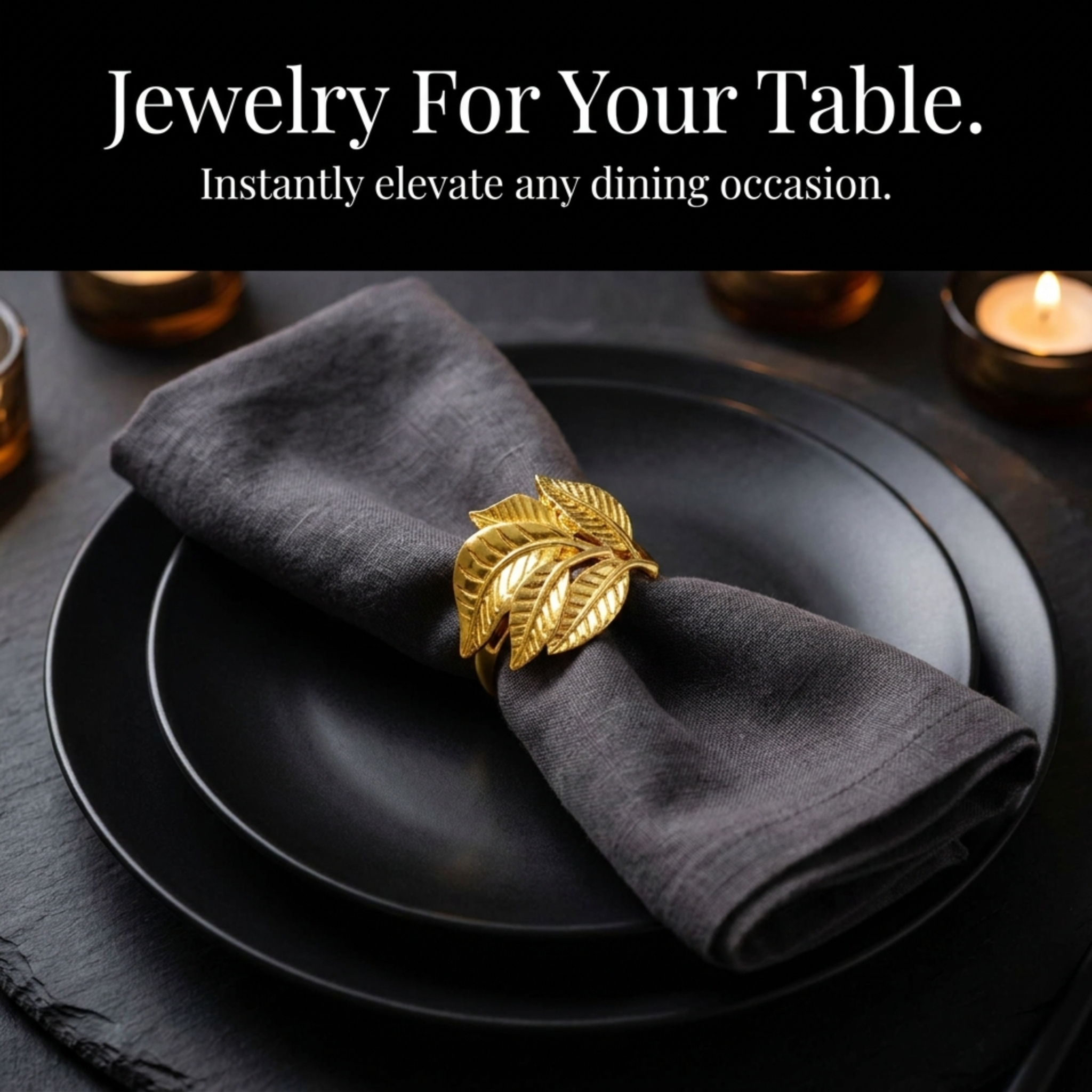 Gold Leaf Napkin Rings – Elegant Table Decor Rings | Durable Metal Set
