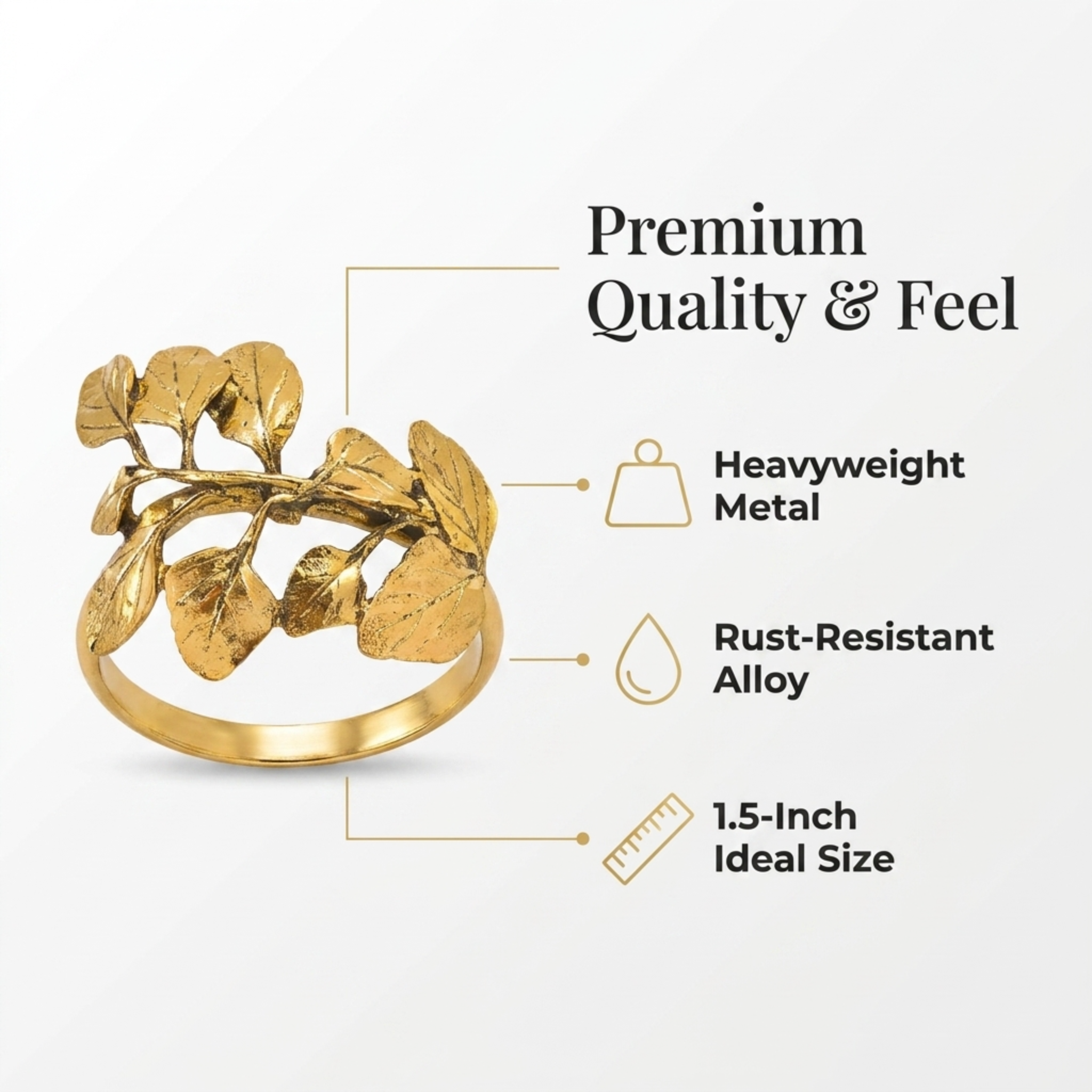 Gold Leaf Napkin Rings – Elegant Leaf Design Napkin Buckles for Table Decor