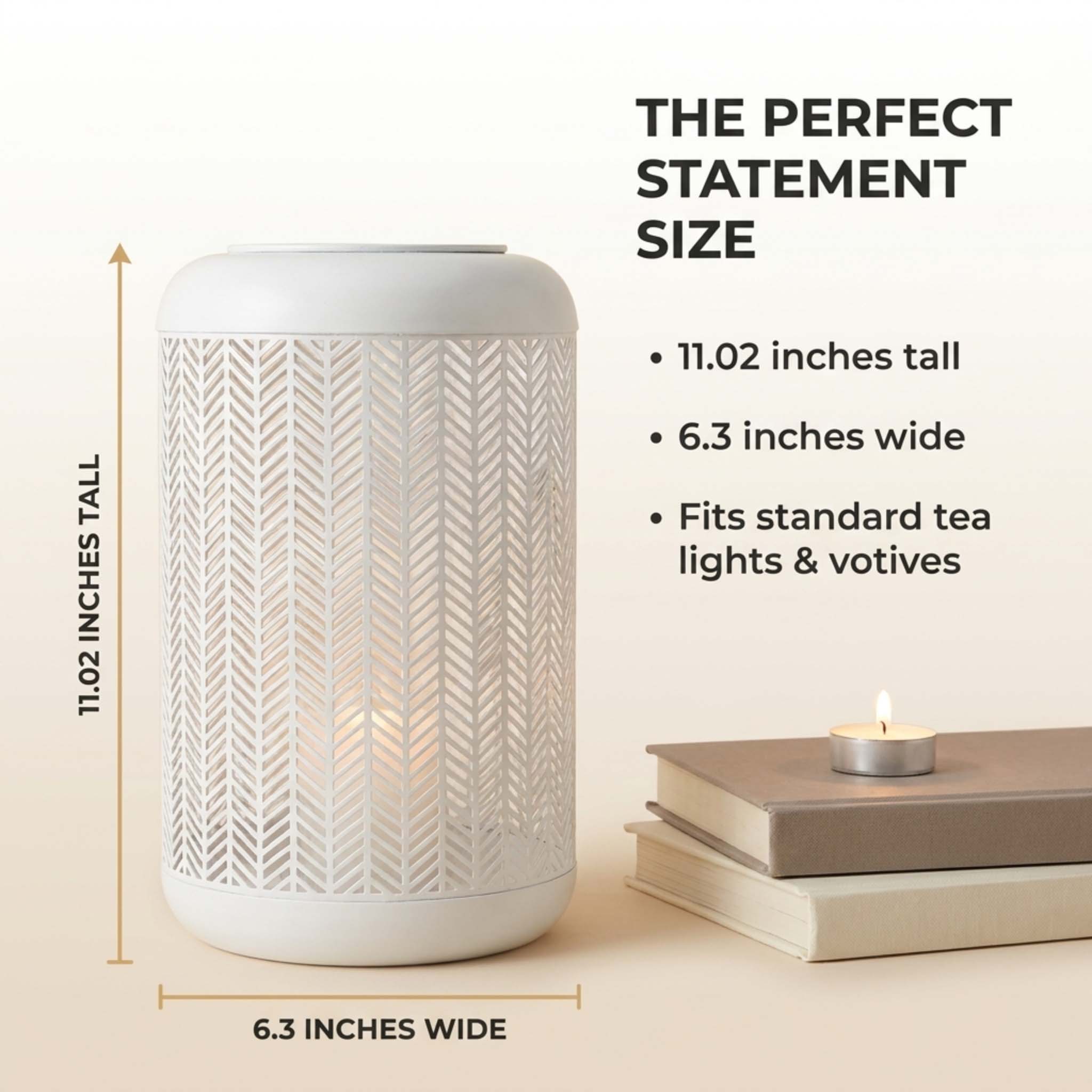 Glass Candle Holder Lantern – White Lattice Pattern Compact Basket Weave Lantern