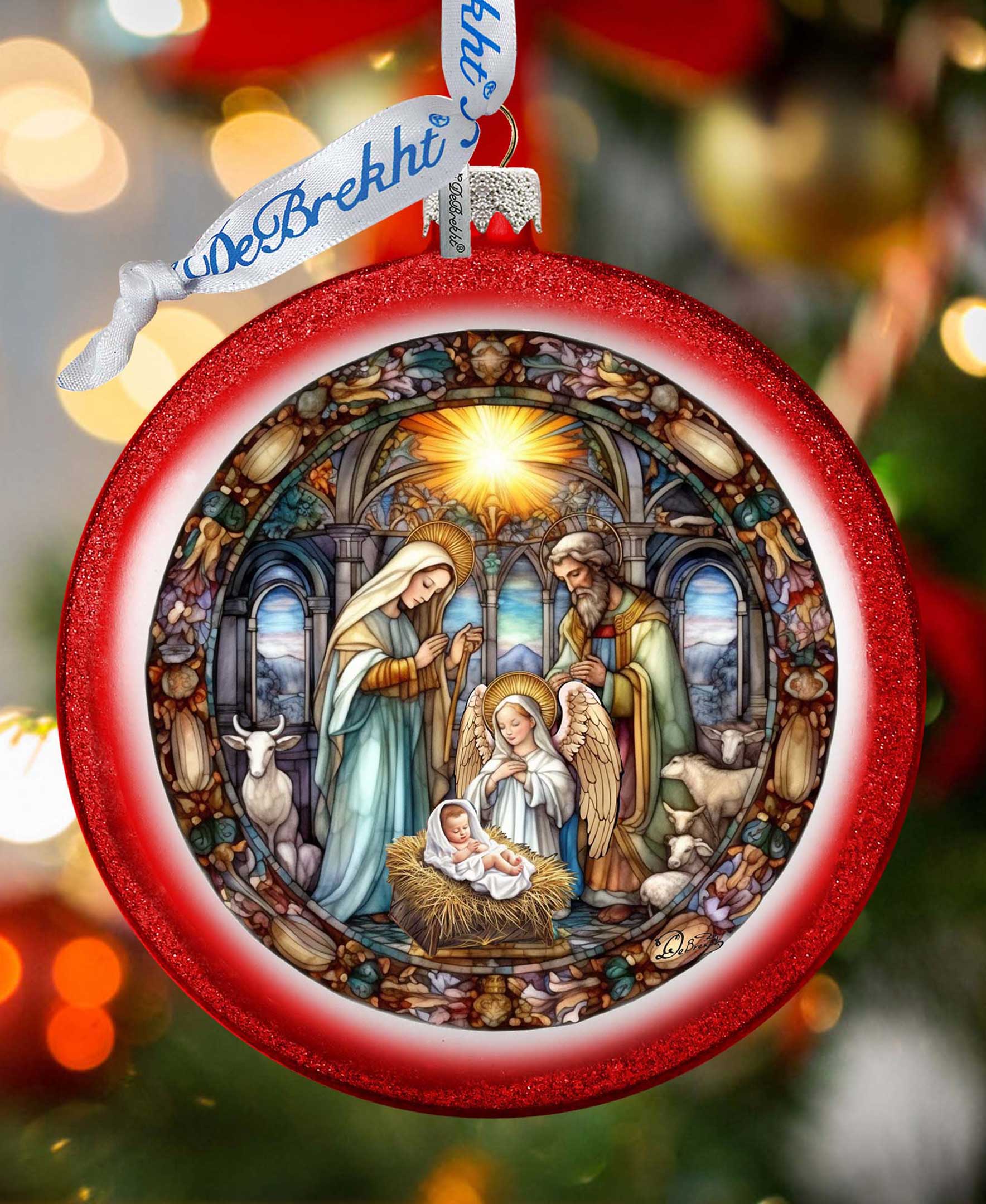 A Guiding Light Nativity Scene Ball Glass Ornament by G. Debrekht - Nativity Holiday Decor - 73566C