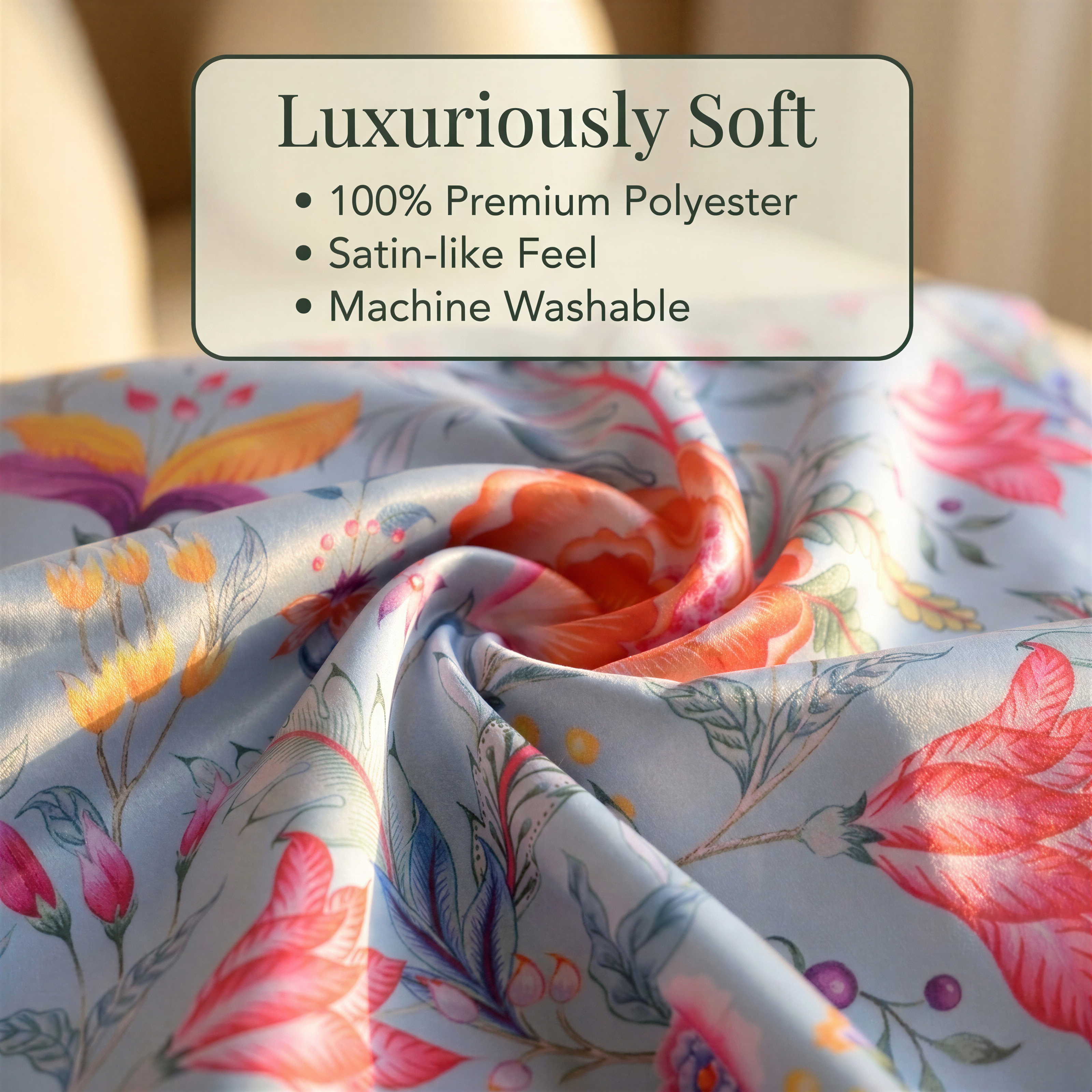 Floral Throw Pillow Covers - 20 x 20 Inches | Light Grey Decorative Cushion Covers