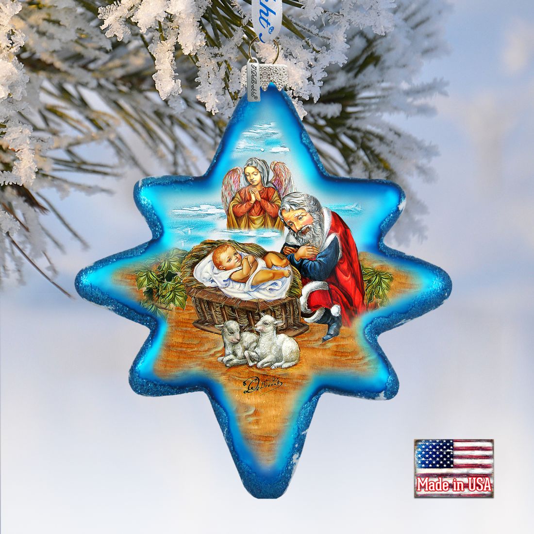 Adoration North Star Glass Ornament by G. DeBrekht - Christmas Decor - 755-032