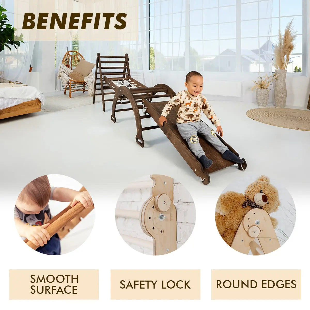 Saturating Ramp The 4in1 Montessori Climbing Set consists of: Triangle Ladder + Arch/R ...