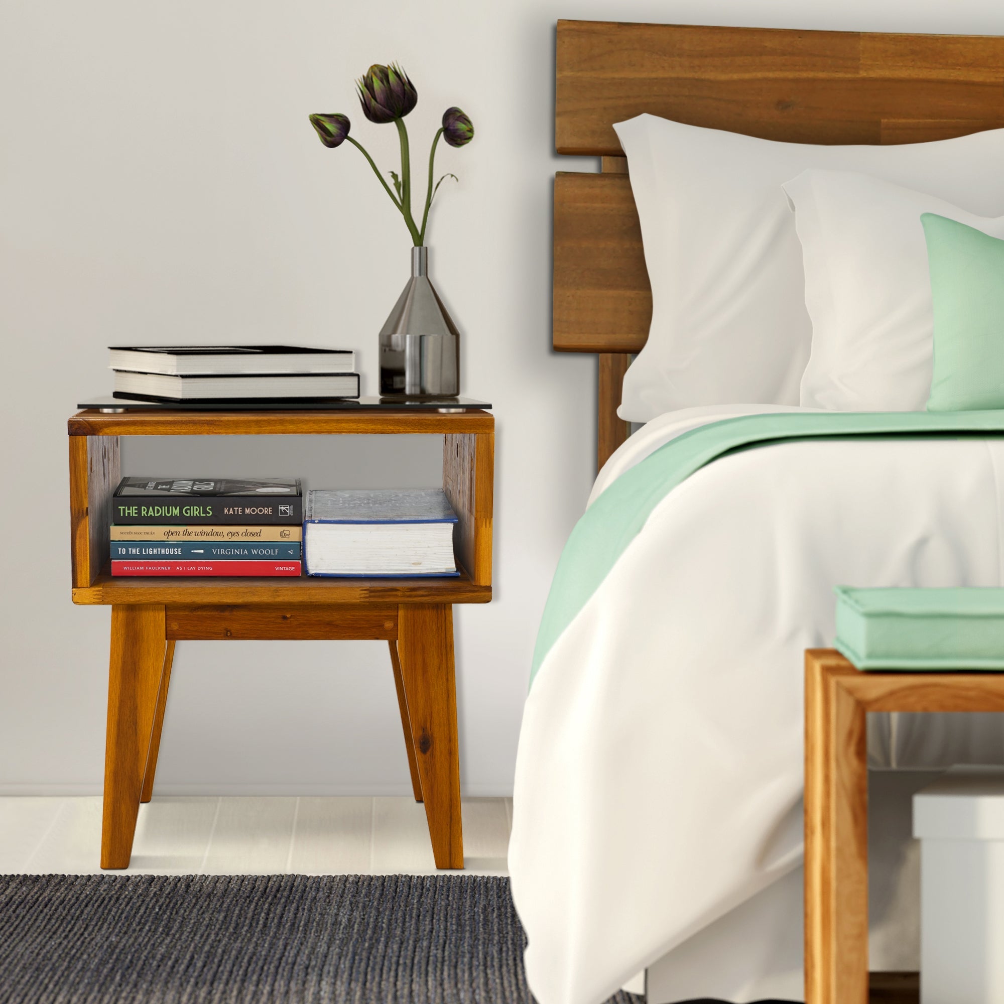 Acacia Serena Solid Wood Nightstand - Elegant and Durable Bedside Storage