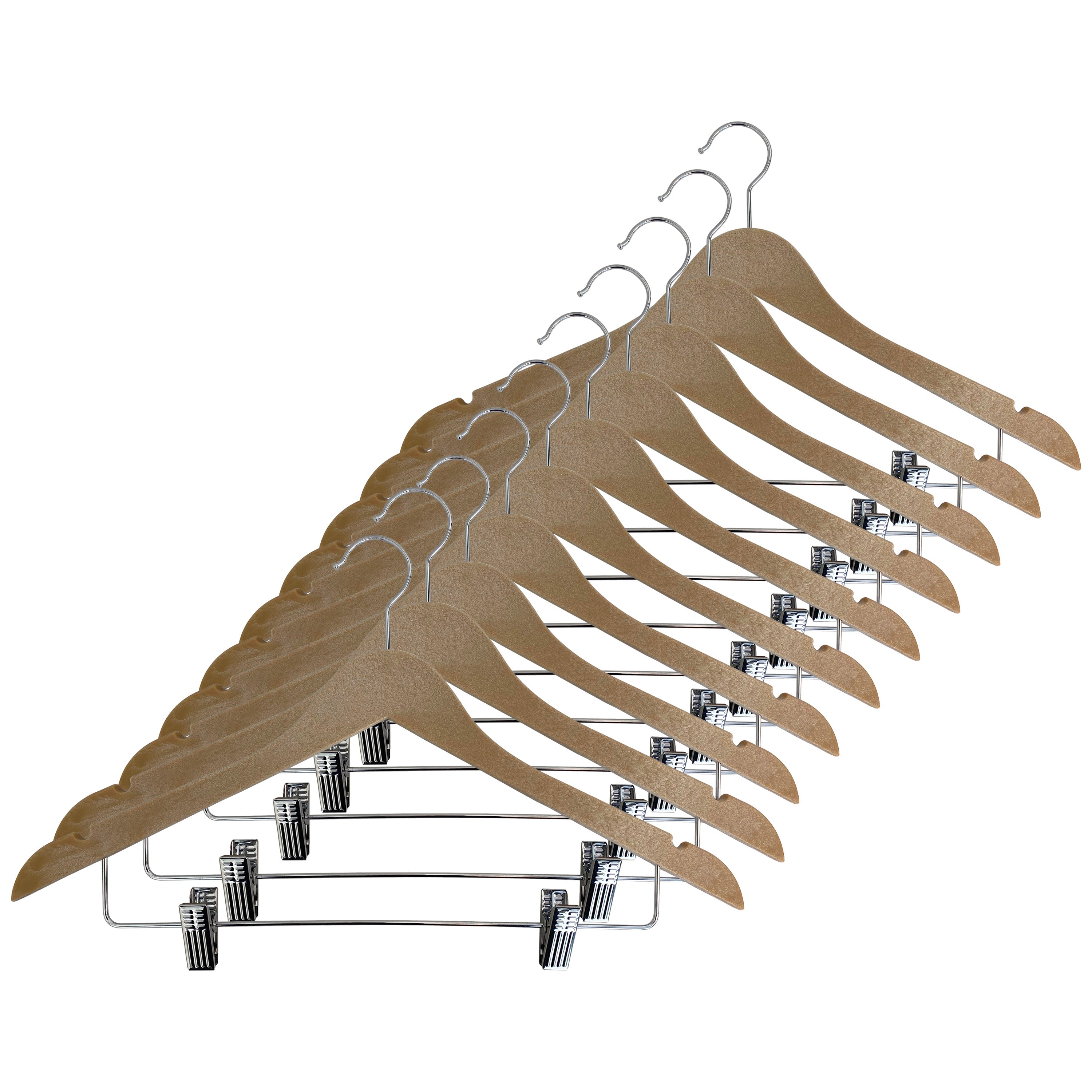Wood-Look Standard Shaped Hangers with Clips
