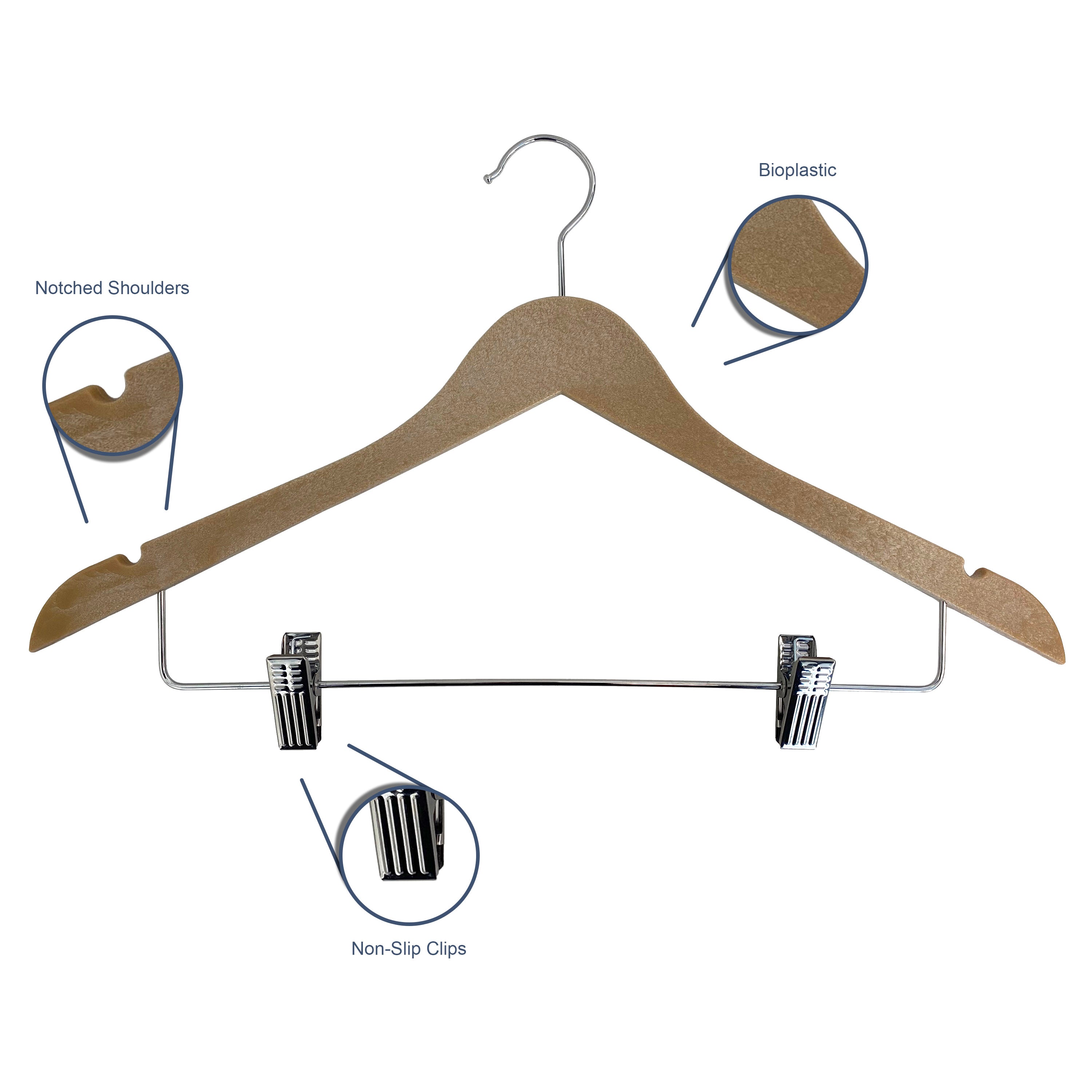 Wood-Look Standard Shaped Hangers with Clips