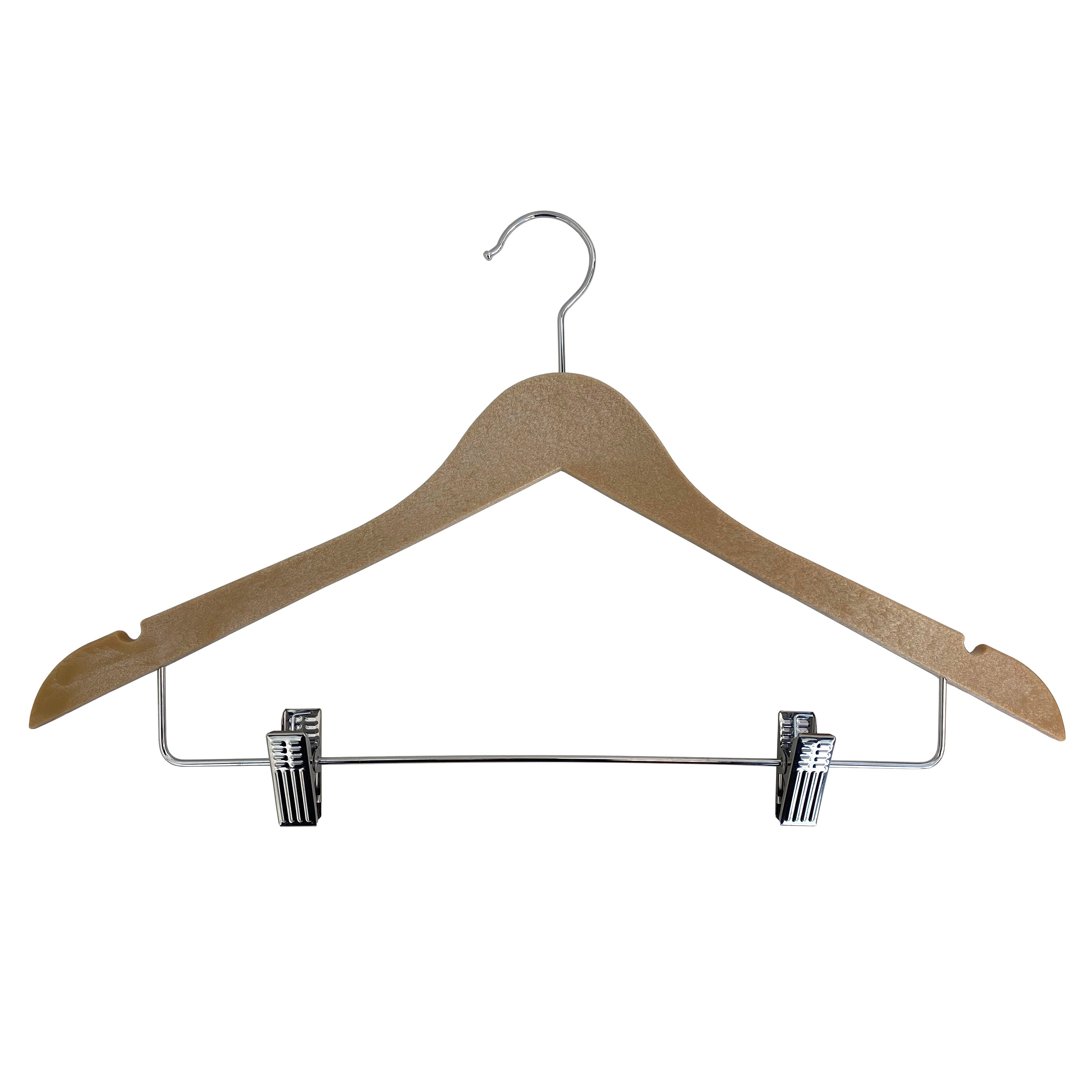 Wood-Look Standard Shaped Hangers with Clips