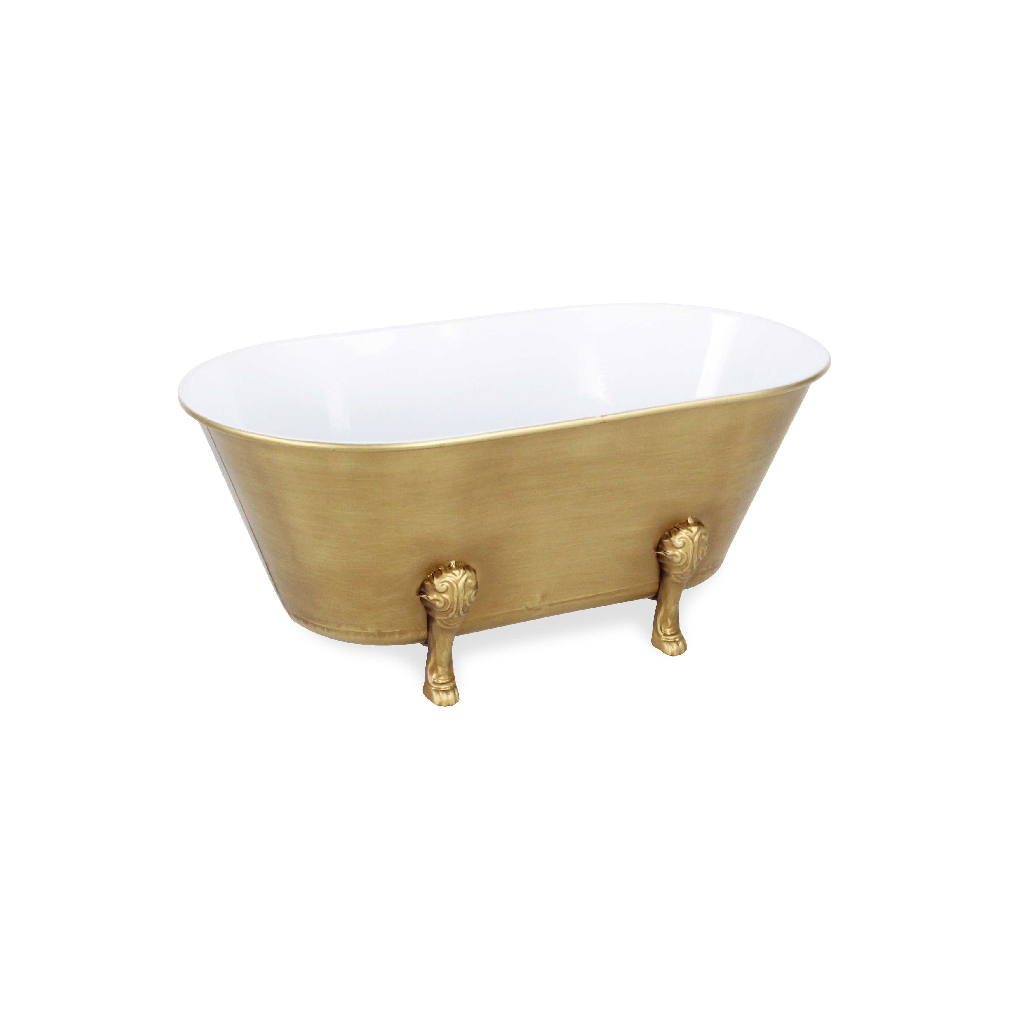Lavande Small Golden Metal Tub Decor