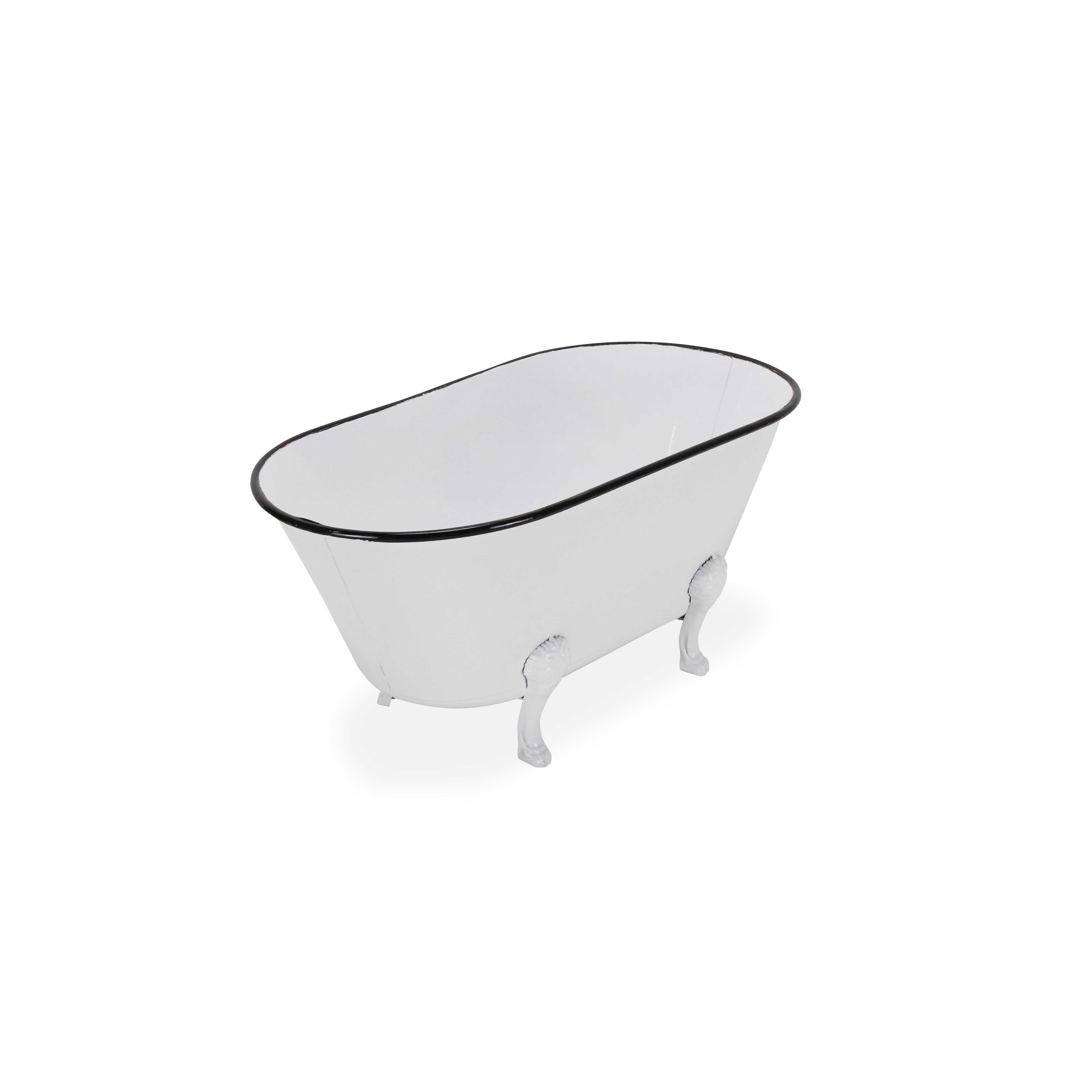 Lavande Metal Tub Decor - Small - White