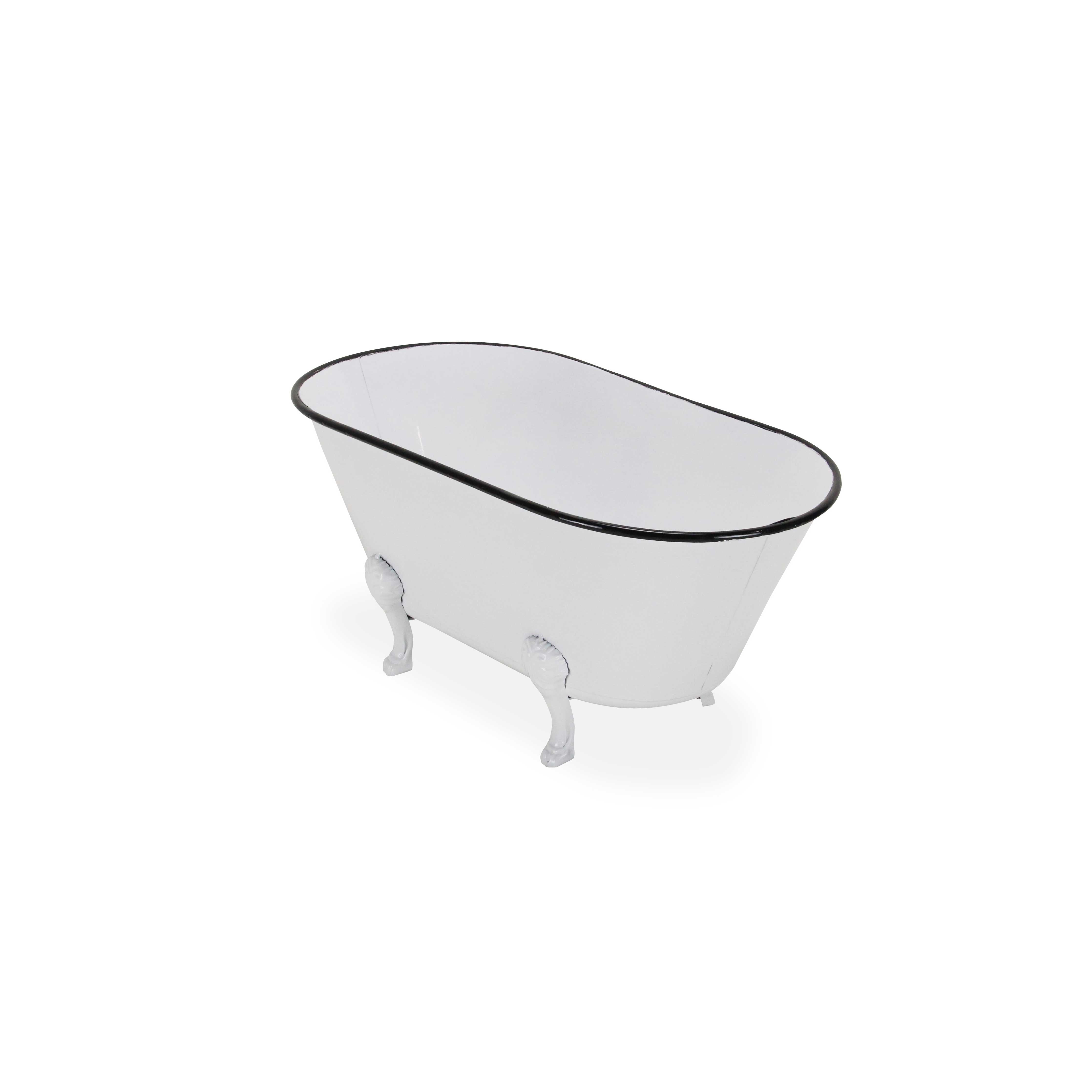 Lavande Metal Tub Decor - Small - White