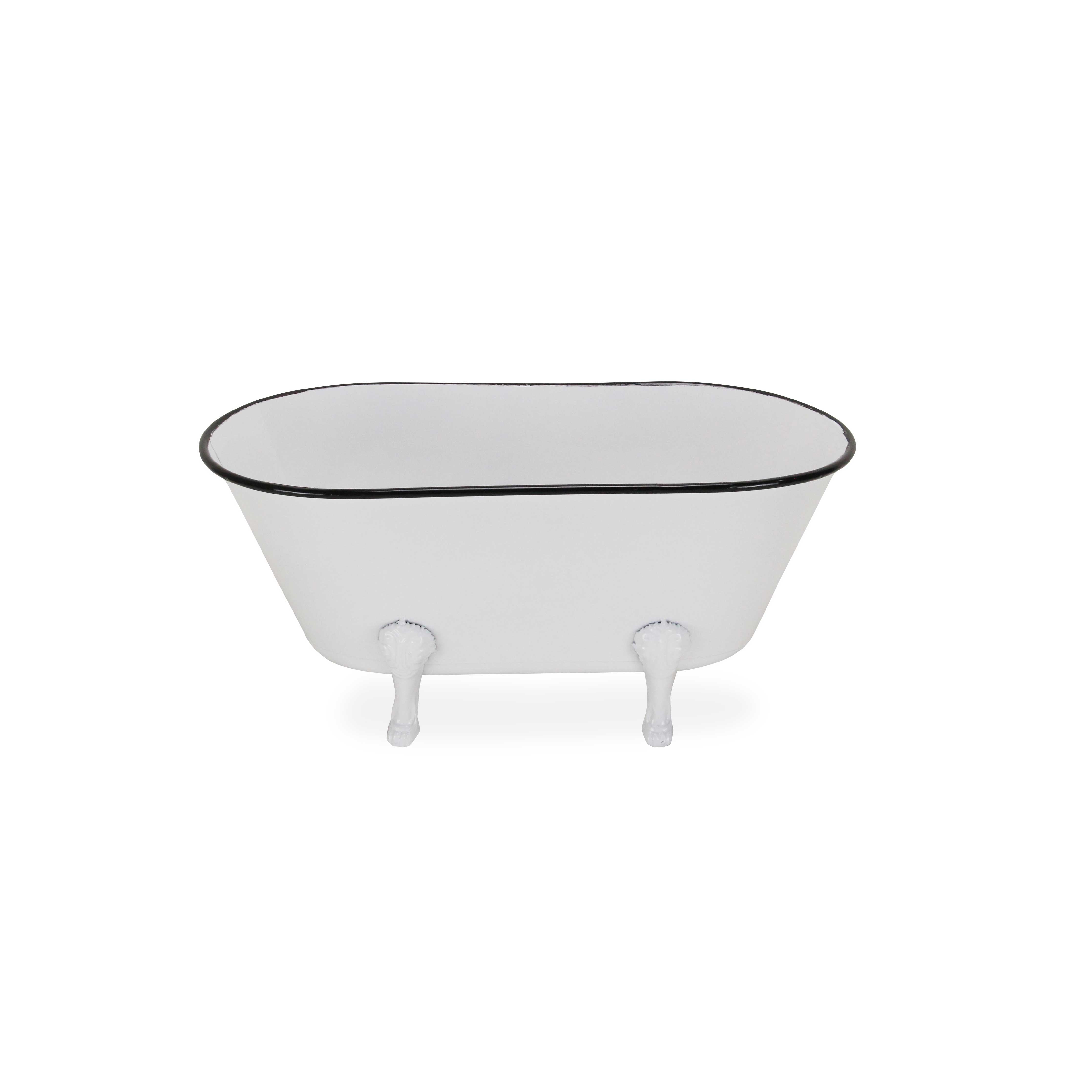 Lavande Metal Tub Decor - Small - White