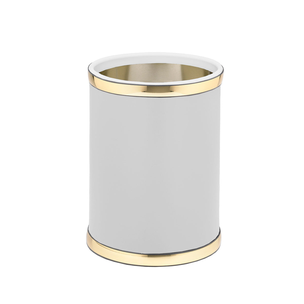 Sophisticates White W/ Polished Gold 10.75 Inches Rd. Waste Basket