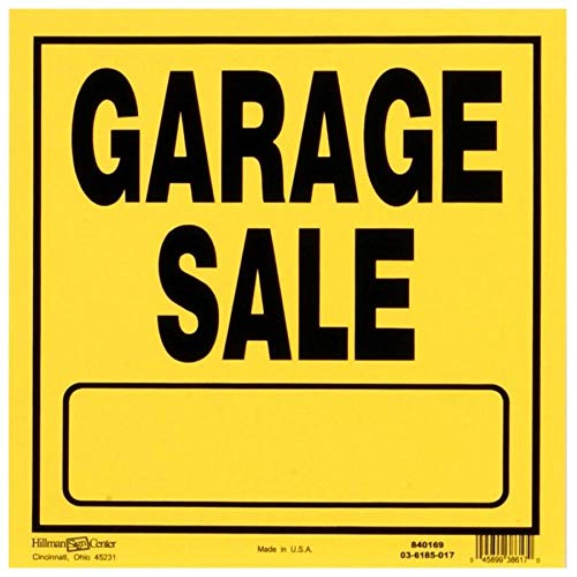 5028854 Sign Garage Sale 11X11'''' Hillman English Yellow Garage Sale Sign 11 In. H X 11 In. W (Pack Of 6)