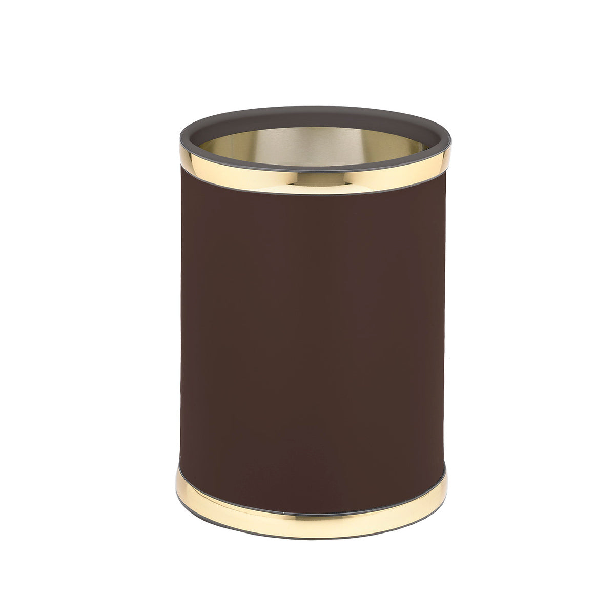 Sophisticates Brown W/ Polished Gold 10.75 Inches Rd. Waste Basket