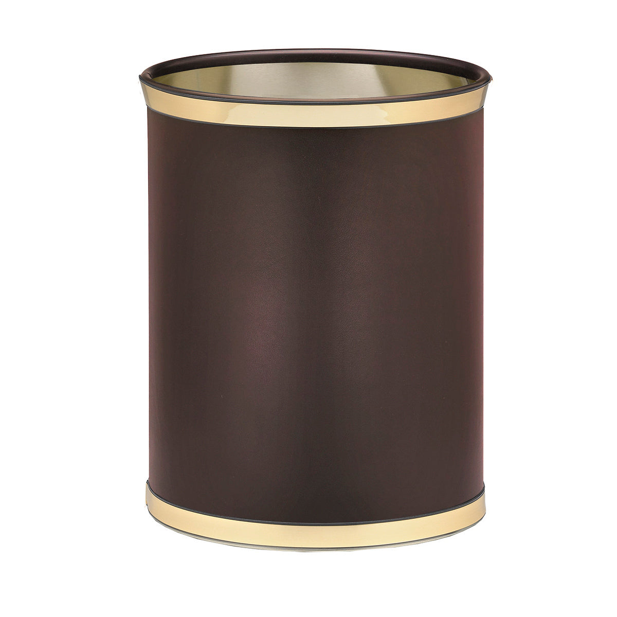 Sophisticates Brown W/ Polished Gold 14 Inches Oval Waste Basket