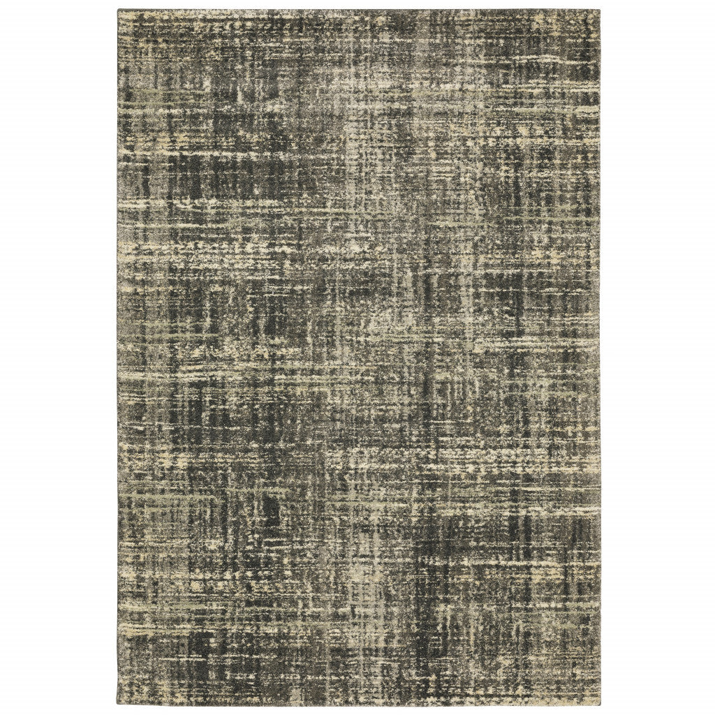 5 X 8 charcoal grey Beige And Tan Abstract Power Loom Stain Resistant Area Rug