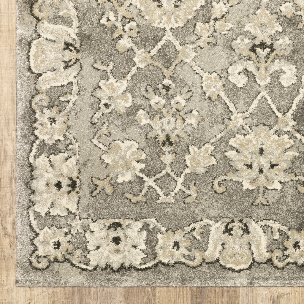 8 X 11 grey Beige Tan And Brown Oriental Power Loom Stain Resistant Area Rug