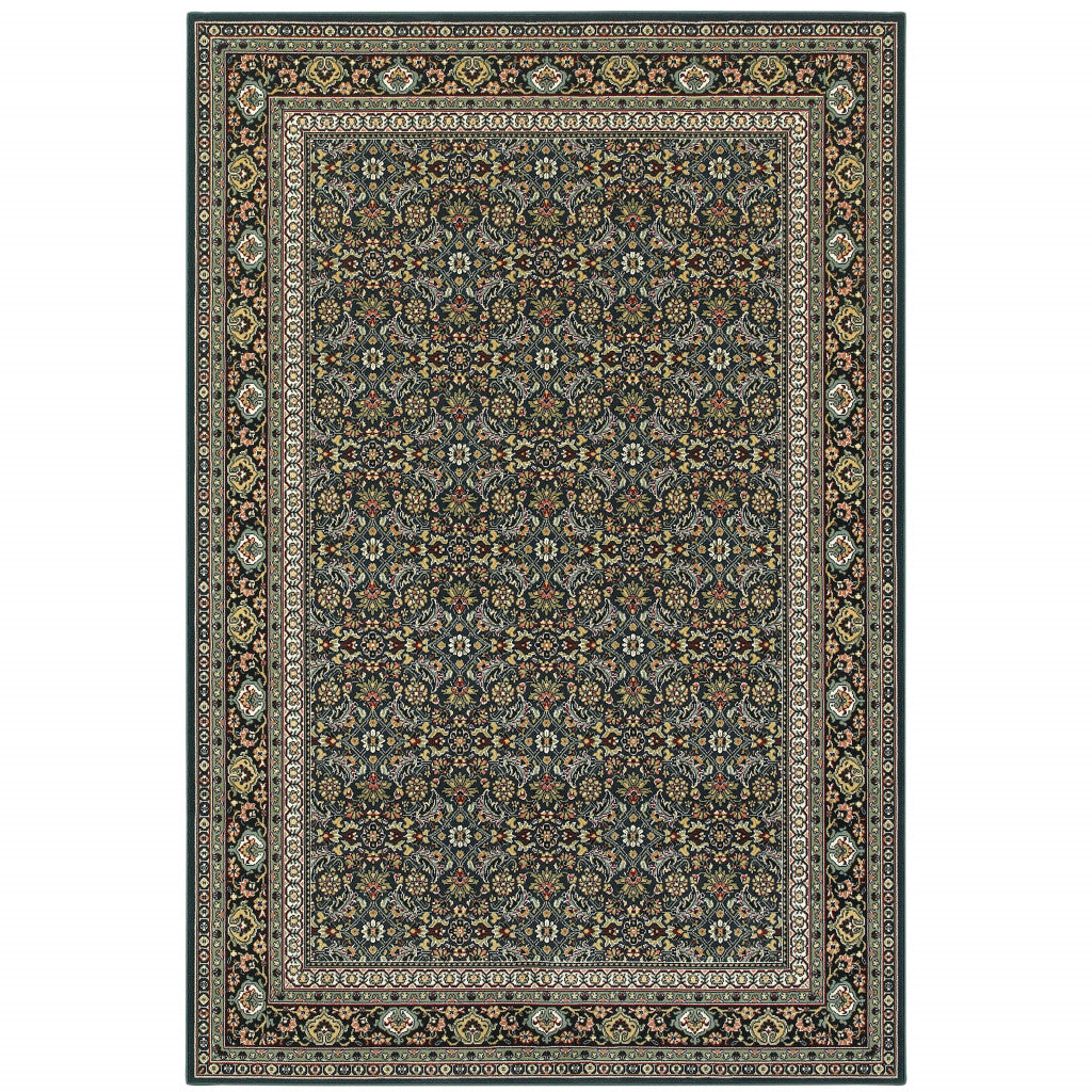 2 X 4 Navy Blue Oriental Power Loom Stain Resistant Area Rug