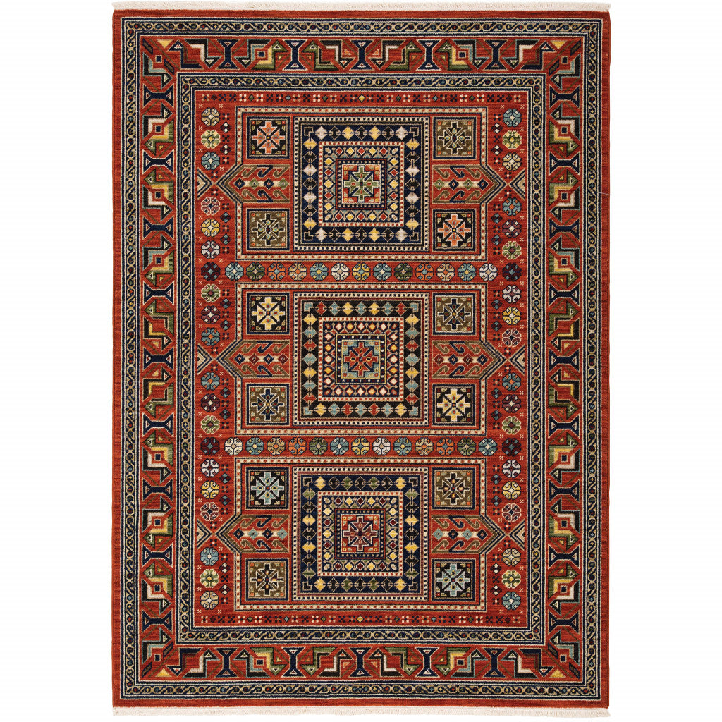 8 x 11 Red and Black Oriental Power Loom Area Rug