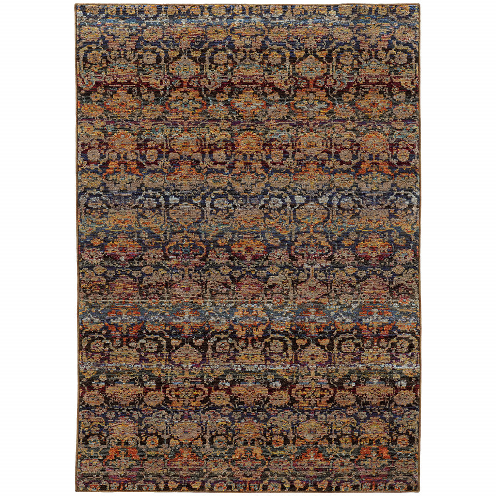 5 X 7 Multi And Blue Abstract Power Loom Stain Resistant Area Rug