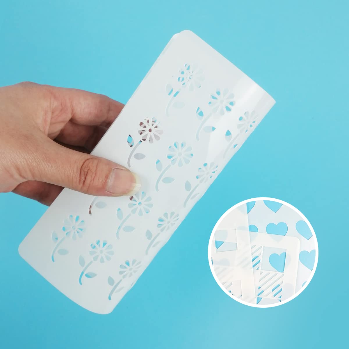 6X6In Cookie Stencils For Royal Icing Cookies Sugar Cookie, 16 Pcs Reusable Plastic Biscuit Cake Stencils With Checkered Buffalo