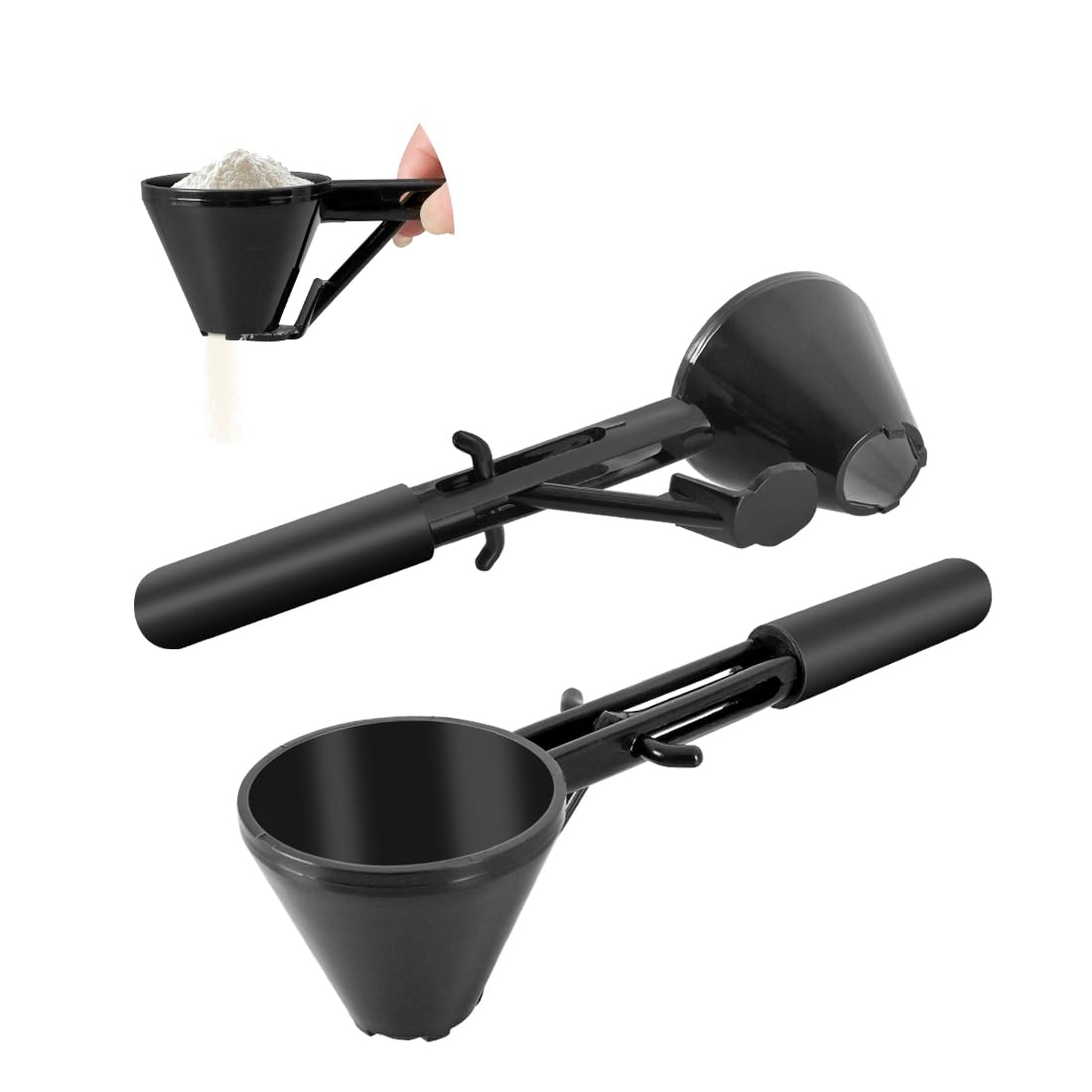 Water Bottle Funnel Pre Workout Scoop for Protein Powder 2 Pack Slide Bottom Measuring Scoop with Funnel for Coffee Grounds and 