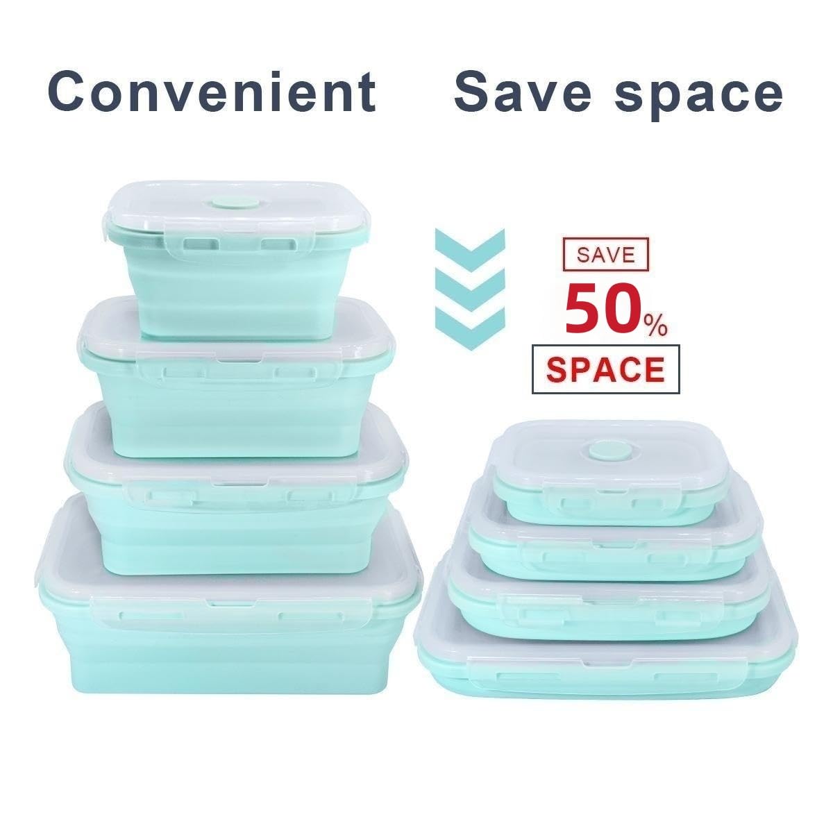 Bj Collapsible Food Storage Containers With Lids, Set Of 4 Rectangle Bowls For Camper Storage And Organization, Cool Stuff For R