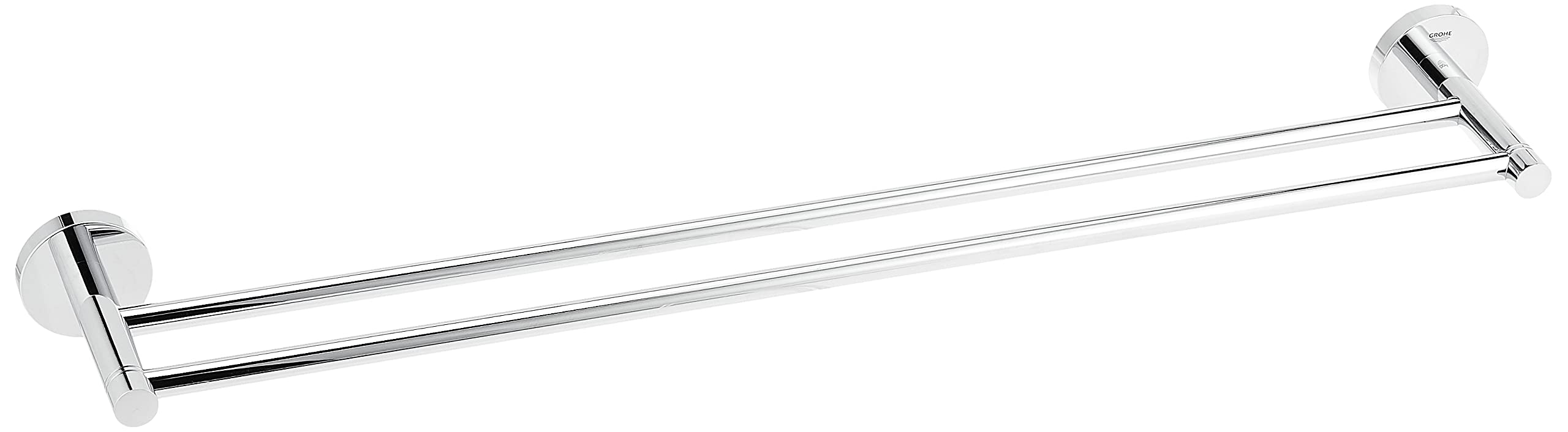 Grohe 40802001 Essentials Metal 7.28-In. Double Towel-Rail, 26.182 X 4.725 X 2.363, Starlight Chrome