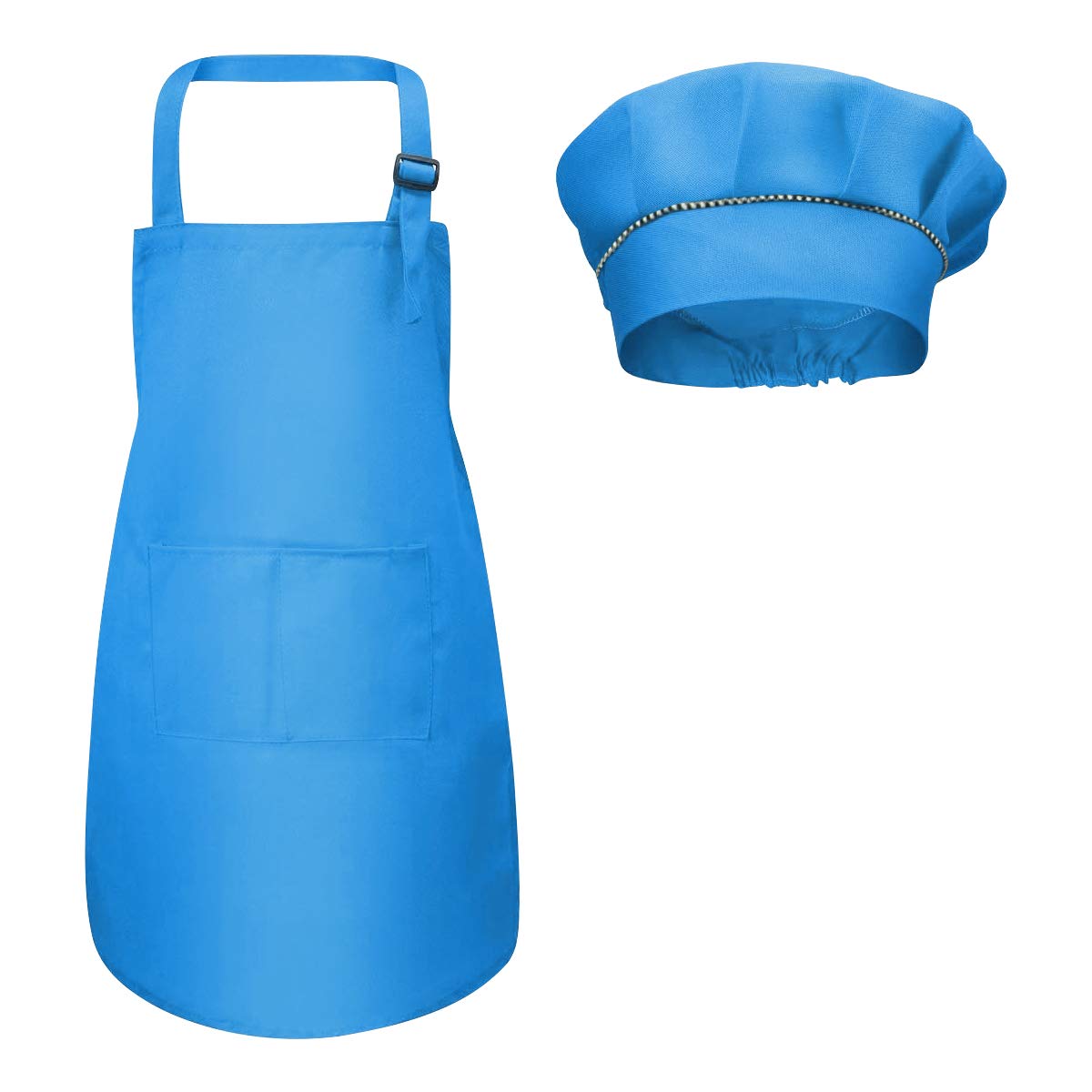 Adjustable Children Kitchen Chef Apron With Pockets For Cooking Baking Painting 412 Years Old (Blue, Large), Blue, Xl