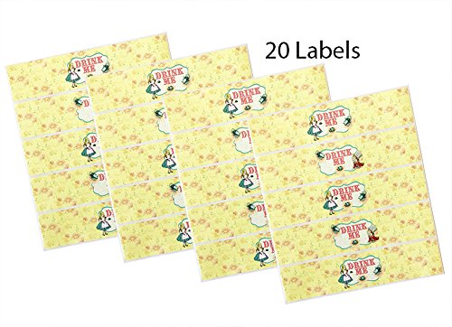Pop Parties Alice In Wonderland Bottle Wraps - 20 Alice Water Bottle Labels - Made In The Usa