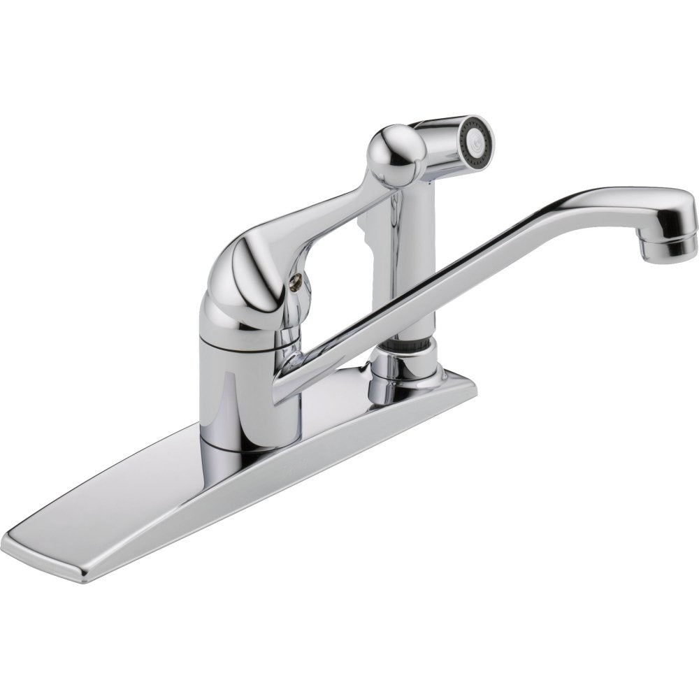 DELTA FAUCET 300LF-WF Classic, Single Handle Kitchen Faucet with Integral Spray, Chrome
