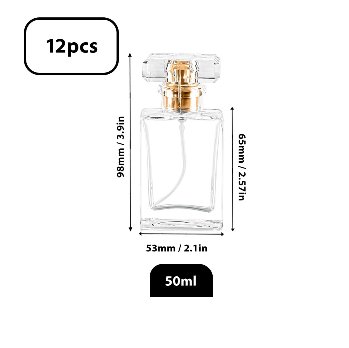 Farsheo Glass Perfume Bottle Empty Refillable 12Pack 50Ml Clear Travel Perfume Spray Atomizer Bottle Perfume Fine Mist Spray Per