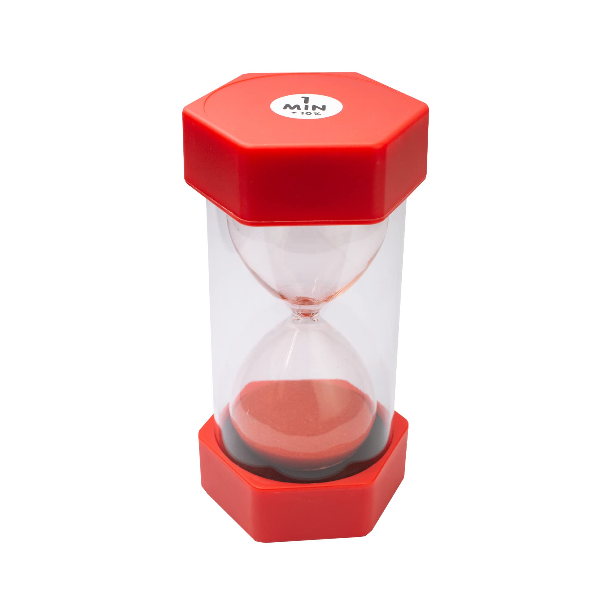 TeacherFav Sand Timer for Kids - 1 Minute Red - 6.3 Inches Hourglass Acrylic Covered Clock for Classroom, Home & Kids Room - Lar