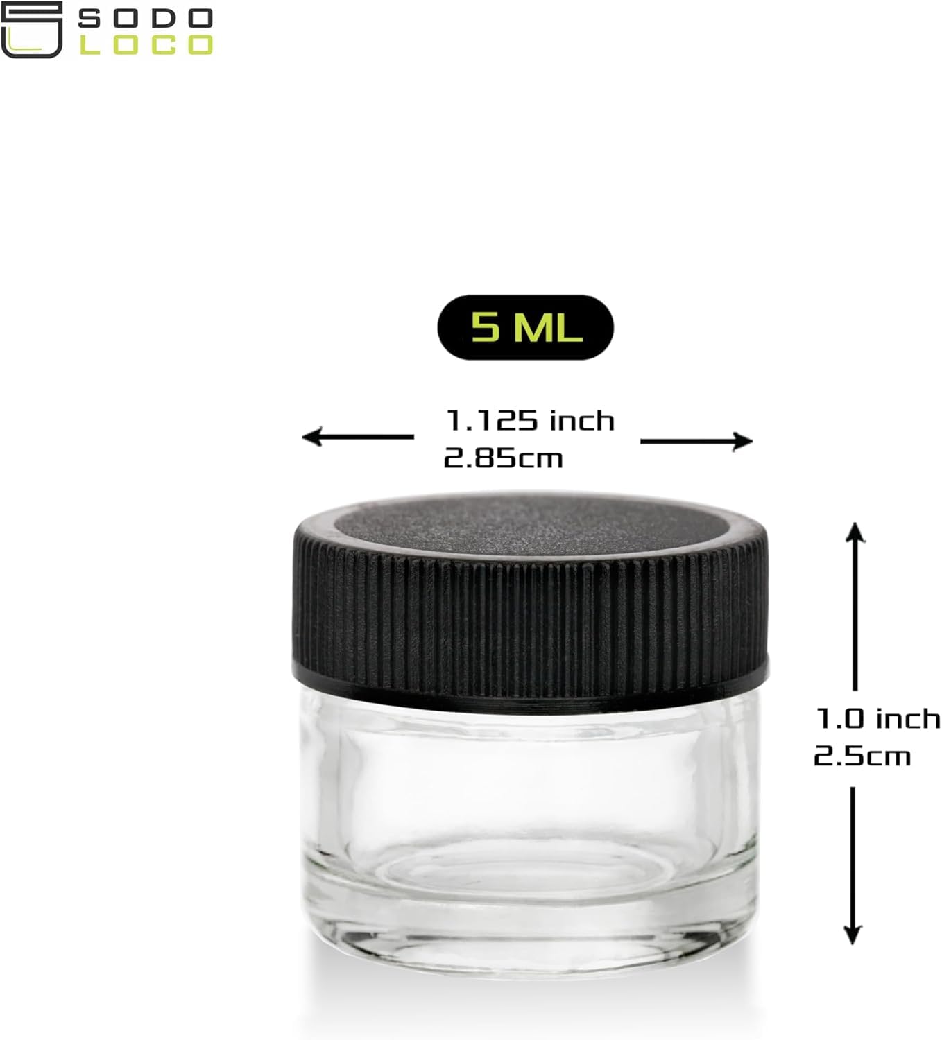 (200 Pack) 5Ml Thick Glass Jars With Black Lids - Airtight Containers For Oil, Lip Balm, Wax, Cosmetics - Mini Refillable Jars G