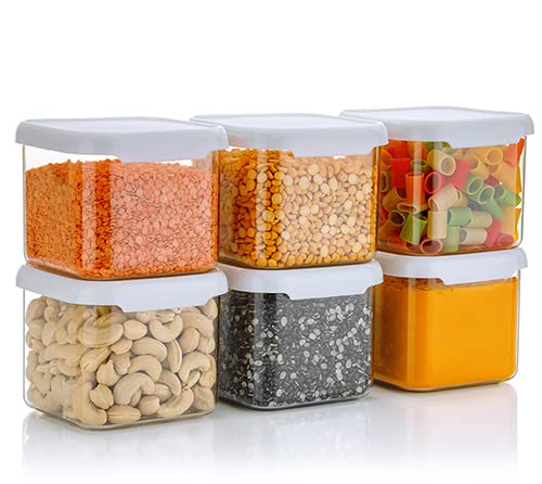 Nexium Unbreakable Plastic Storage Jars & Container Set Of 6 (500Ml,White)