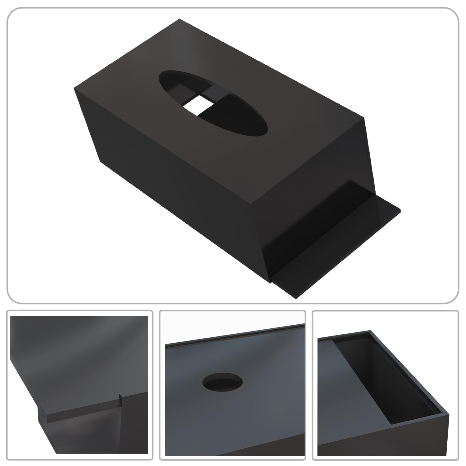 Acrylic Tissue Box Holder, Pitbvo Rectangular Shiny Black Tissue Box Cover, Table Dryer Sheet Dispenser For Car, Bathroom, Bedro