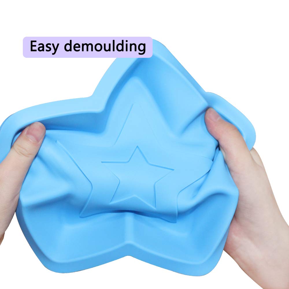 Dakuan 2 Packs Star Shaped Baking Mold, Silicone Cake Mold Baking Pan For Diy Cake Decorating Tools- Red, Blue