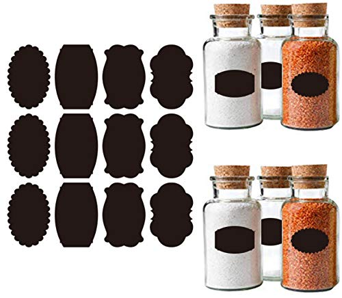 Chalkboard Kitchen Ingredients Item Labels Stickers Multi-Purpose Bulk Set (156 Pcs) - Free Chalkboard White Marker Pen - Waterp