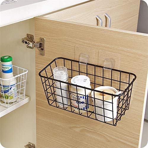 Lele No Drilling Wall Hanging Mounted Metal Wire Baskets With Free Wall Hooks, Kitchen Organization And Storage, Hanging Fruit,