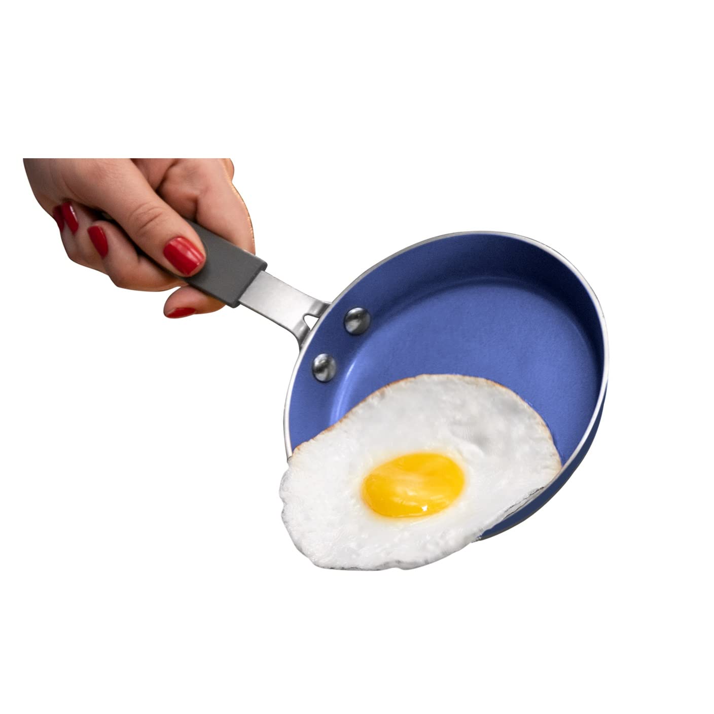Granitestone Blue Mini Nonstick Egg Pan & Omelet Pan - 5.5    Single Serve Egg Nonstick/Skillet, Diamond Infused, Small Frying D